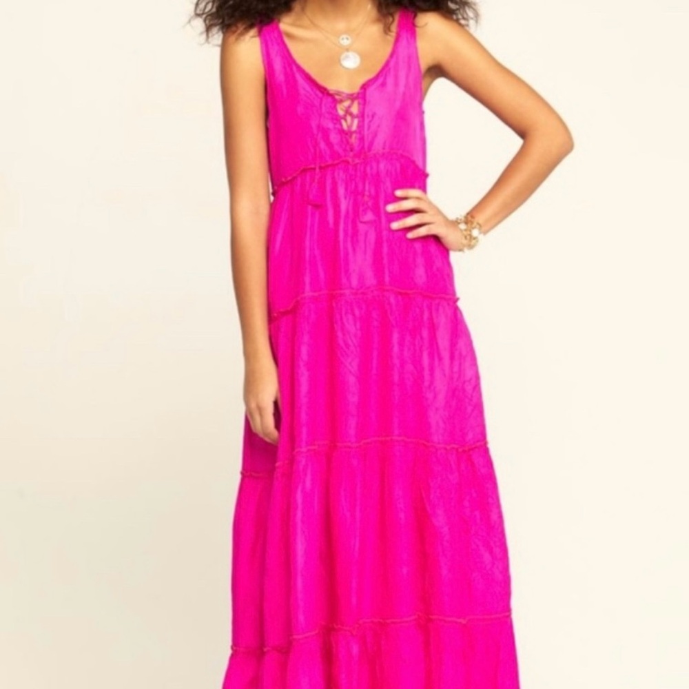 calypso st barth pink tiered maxi dress ‼️